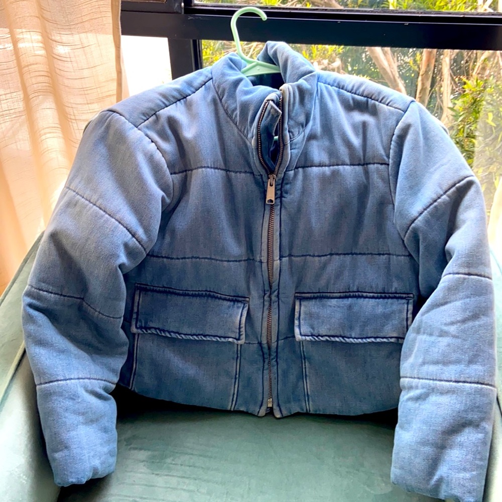 Quilted denim puffer jacket, NWOT